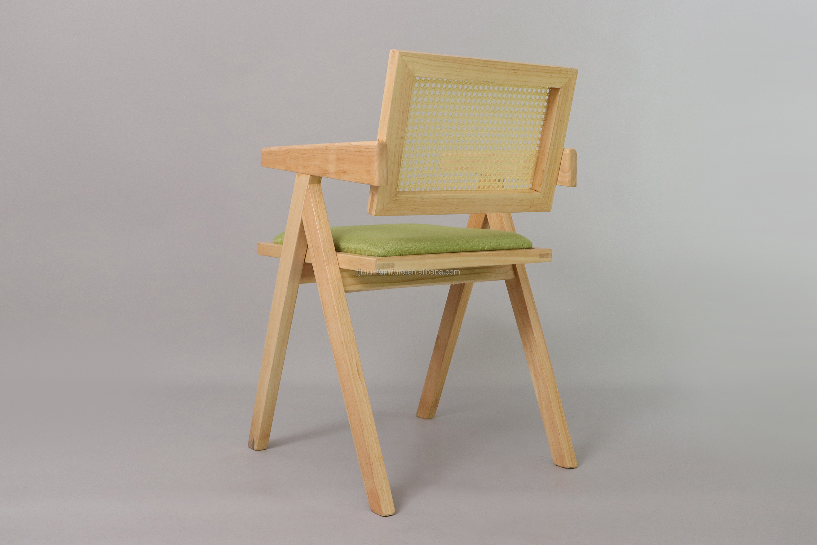 OEM Service W46*D47*H91CM Nordic Wooden Furniture Upholstered Rattan Backrest Solid Wood Dining Chairs for Hotel Restaurant