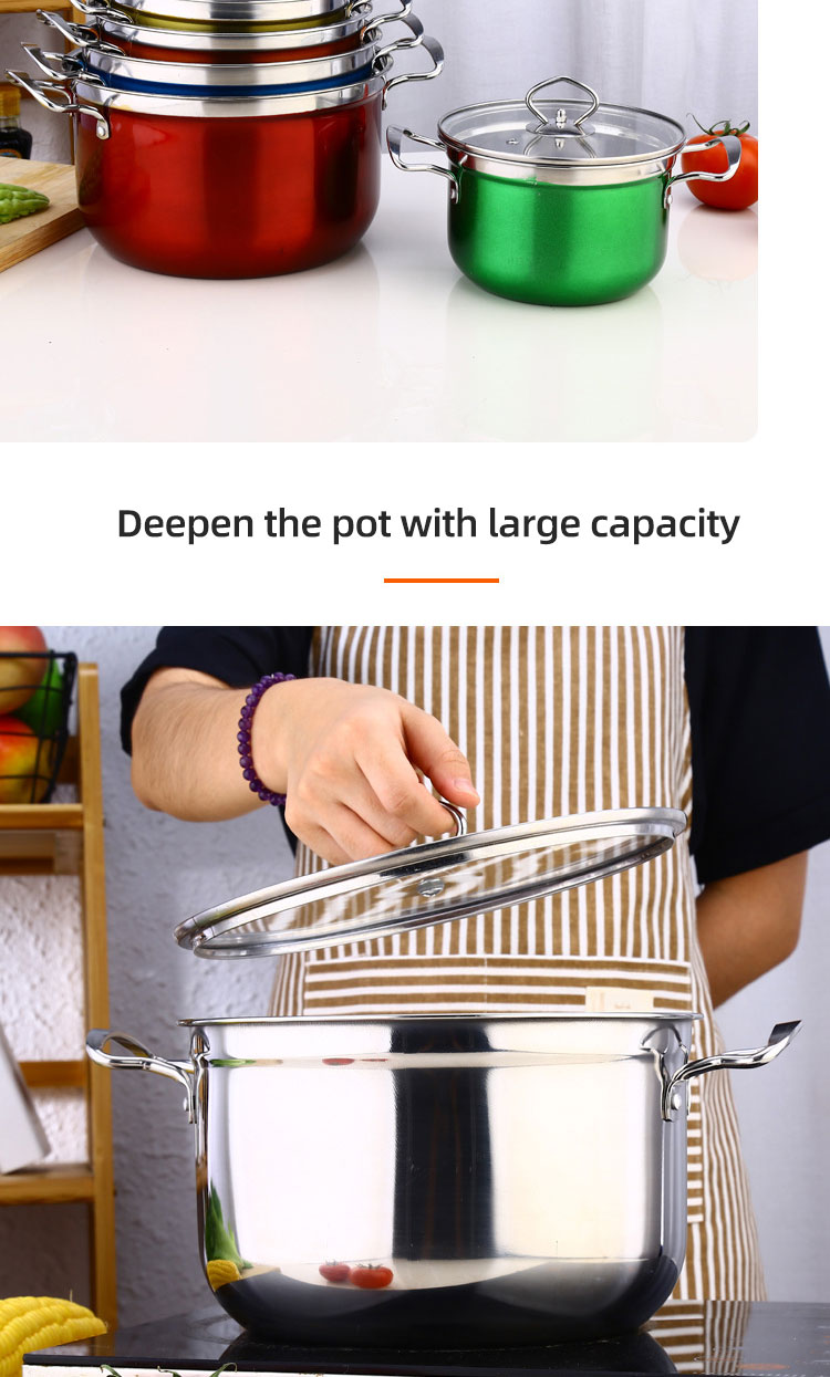 High Quality Kitchen 10 Pcs Stainless Steel Cookware Set Soup & Stock Pot Set Cooking Pot Set