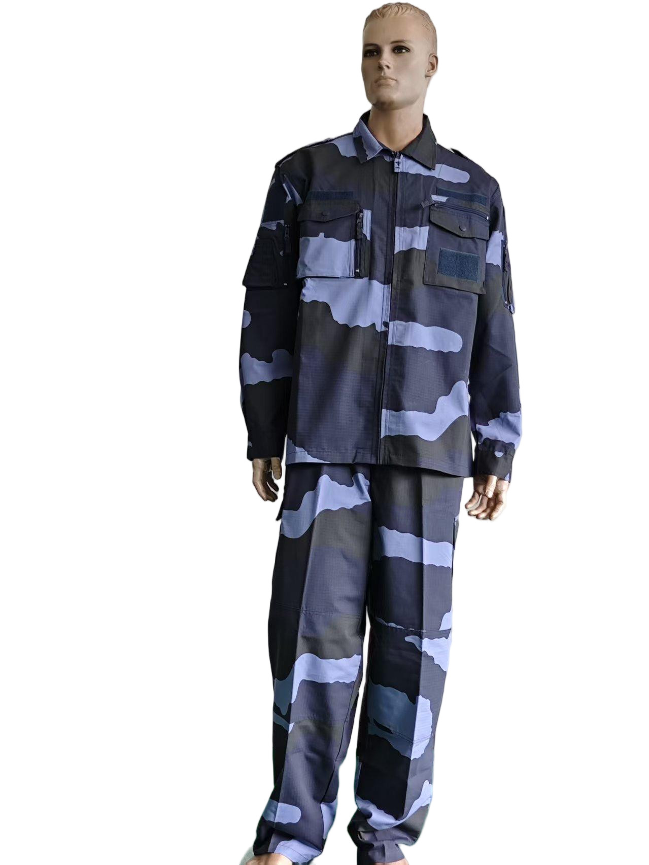 Navy and Black Digital Camouflage Combat Uniform Set Digital Camouflage Fabrics Tear Resistant 225GSM Ripstop Camouflage Fabric Custom