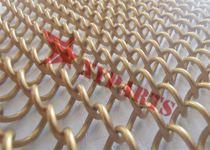 Aluminum Chain Link Metal Mesh Curtain Copper Color For Decorative Room Divider