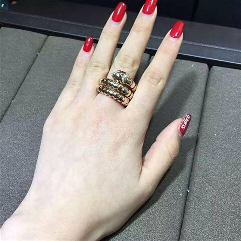 Luxury jewe factory serpenti series ring 18k white gold yellow gold rose gold diamond ring