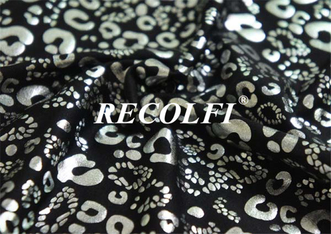 Silver Leopard Lycra Spandex Gym Leggings Repreve Fiber Weft Knitted Plain Dye