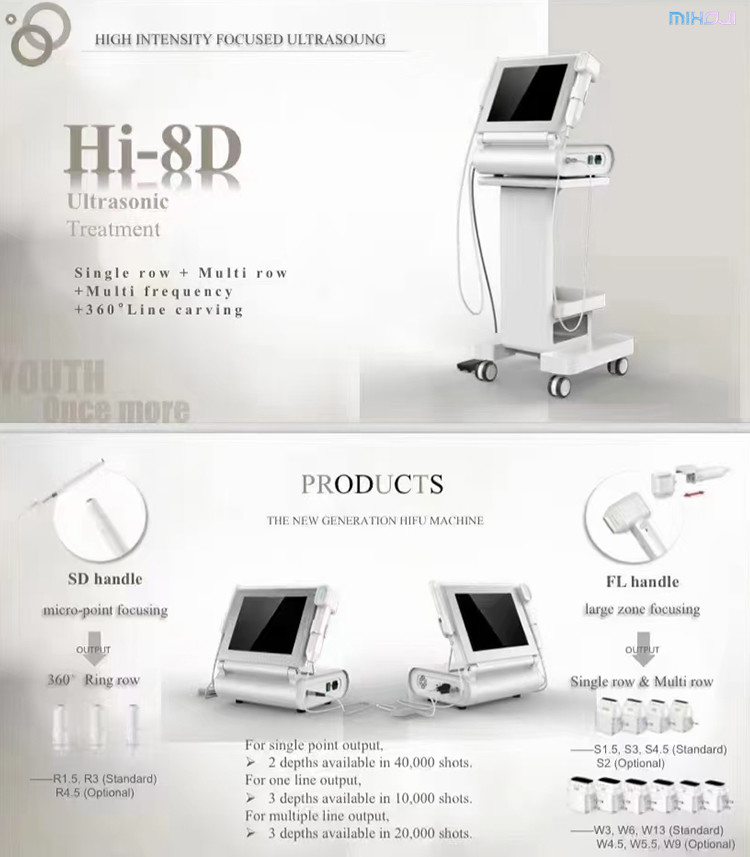 8D Movable Hifu Face Lifting Machine Skin Rejuvenation For Commercial use