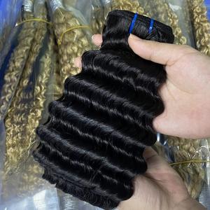 Quality Raw Human Hair Deep Wave Virgin Brazilian Hair Bundles for sale