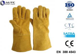 Quality Leather Heat Resistant PPE Safety Gloves Soft High Dexterity For Welding Oven Fireplace for sale