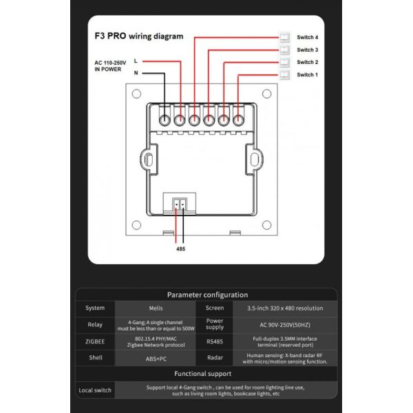 SIXWGH Smart Life Smart Touch Wall Switch 4 Gang WiFi Zigbee Panel Radar Sensor Colorful Customized Luxury Home Hotel Office