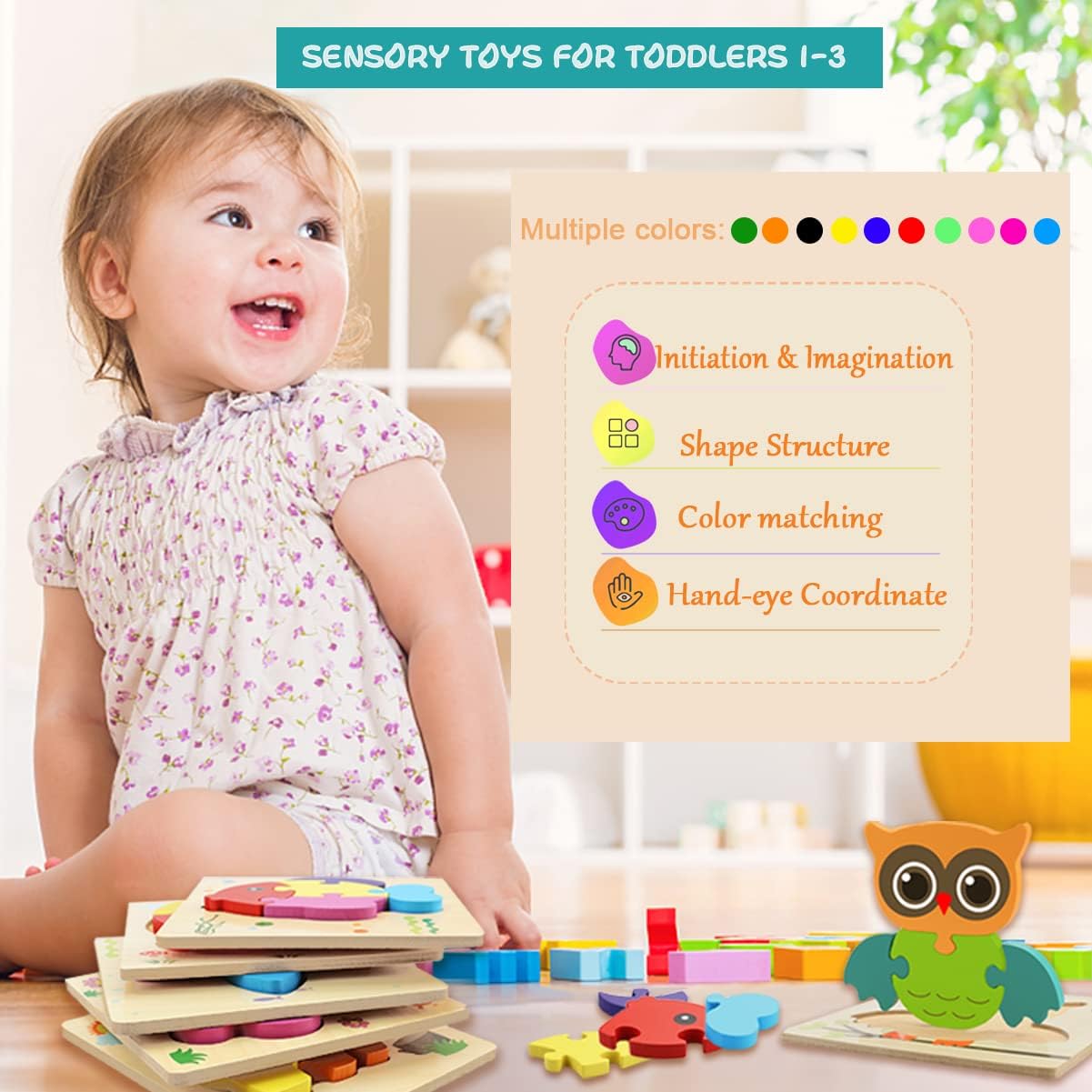 Jigsaw Toddler Educational Toys Wooden Puzzles for Learning Sensory Games 0-24 Months