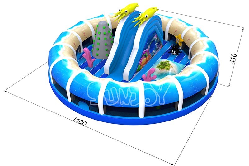 Round Sea World 0.55mm Plato Inflatable Jumping Theme Park