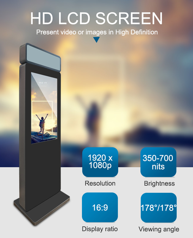 LCD 32 Inch Floor Standing Digital Signage Display Acrylic Sign