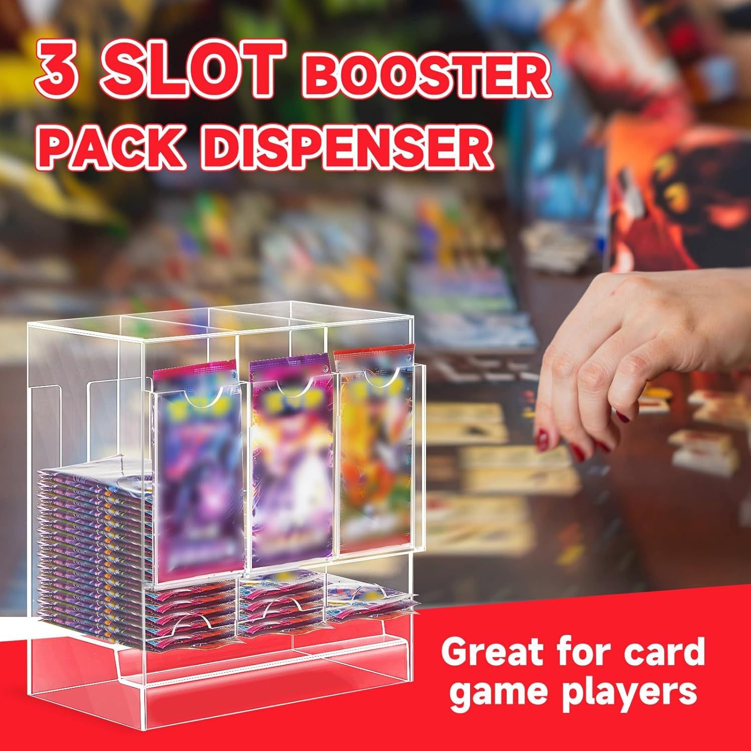 Acrylic 3-Slot & 6-Slot Booster Pack Dispenser Acrylic Card Organizer TCG Storage Solution – Premium Card Storage & Organizer