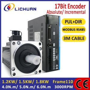 China Lichuan AC Servo Motor Drivers Kit A5 Series 4.0N.m 1.2KW 1200W 220V 5A/6A 3000RPM IP65 on sale