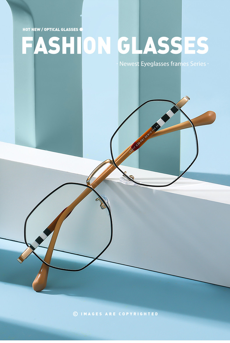 Polygon Acetate Metal Glasses With Anti Glare For Computer Men