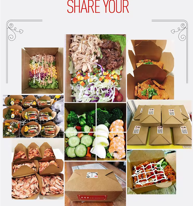 Disposable Takeaway Food Fruit Salad Fried Chicken Lunch Kraft Paper Box