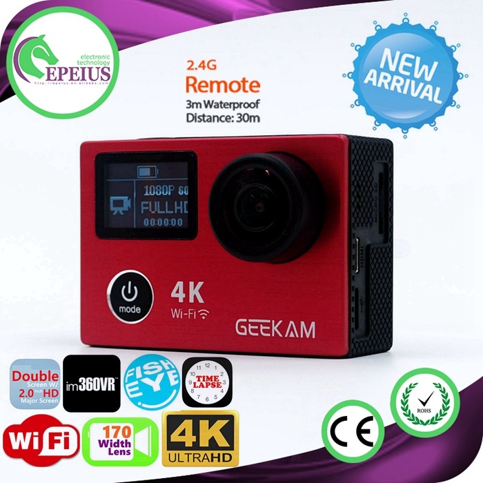 Geekam K8 4k Dual Screen Action Camera Remote Control Ultra Hd 4k With Panasonic 34110