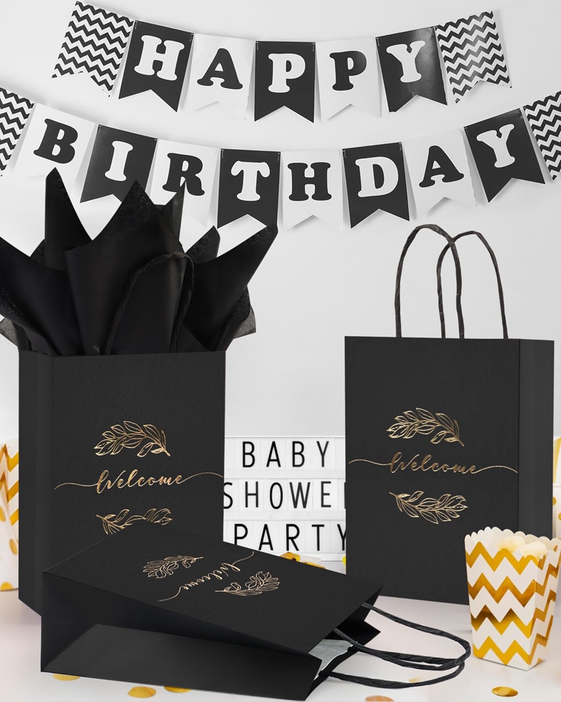 Hand Length Handle Popular Design Your Own Logo Handle Bulk Thank You Gift Carry Kraft Paper Bags