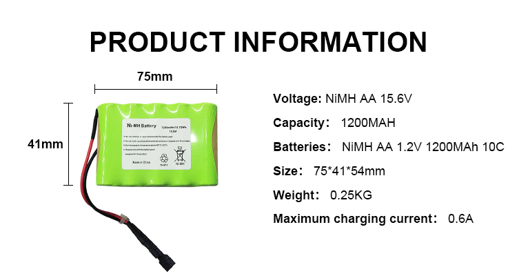 15.6v Nickel Rechargeable Battery 1500mAh 1200mah Nimh Battery