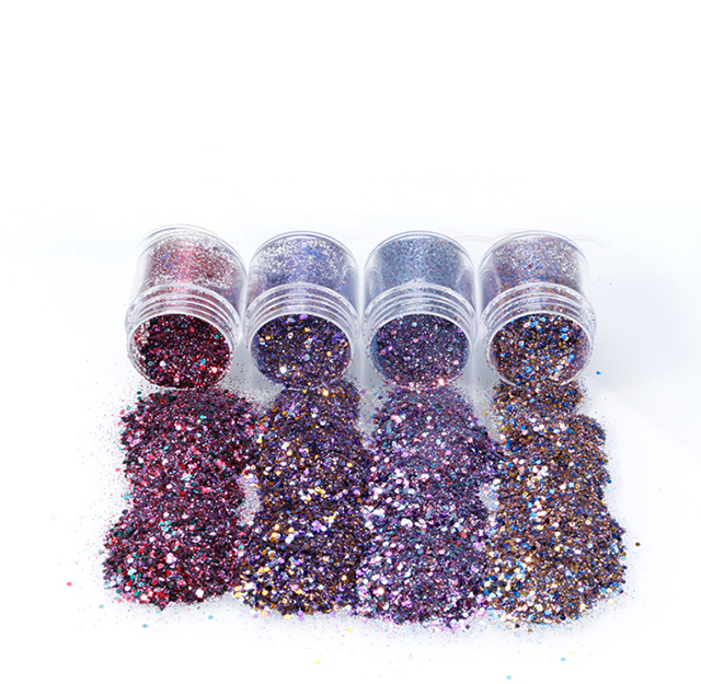 Mixes Popular Fashional Shining Romantic Color Compact Glitter Eye Shadow/Compact Powder for Excellent Nail Art Effect