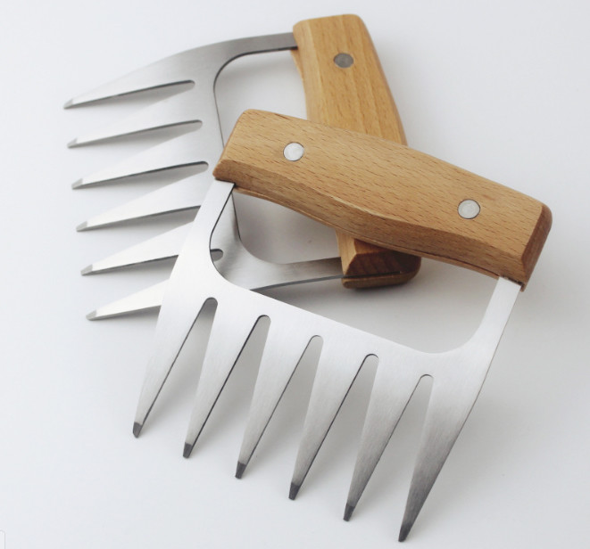 Bear Meat Claws Metal Pulled Pork Barbecue Claws with Wooden Handle