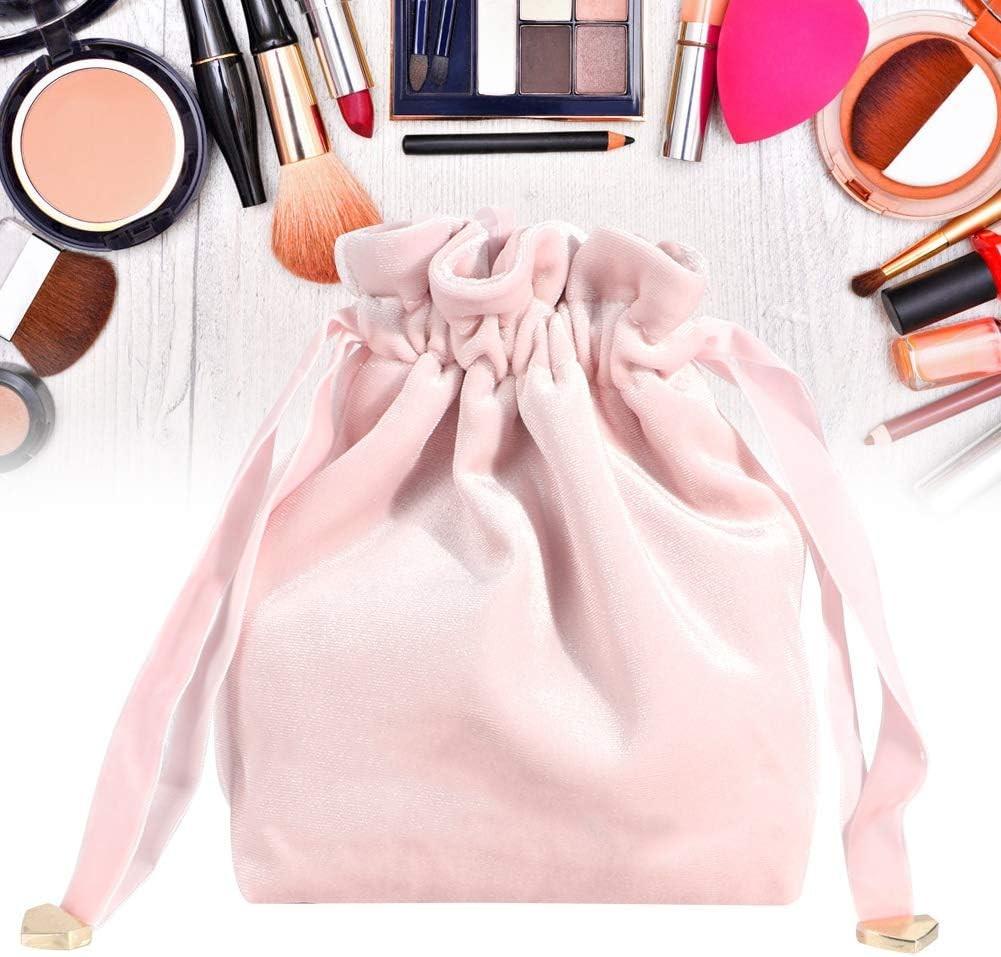 Makeup Bag for Women Girls, Velvet Material with Drawstring for Purse Travel Cosmetic Organizer