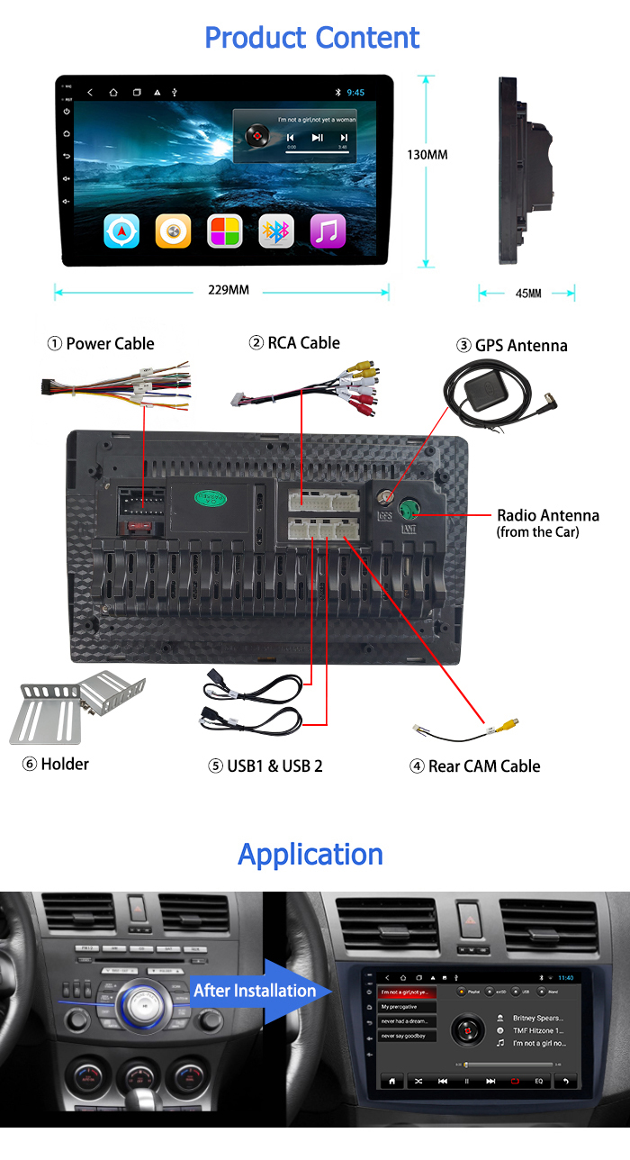 New process 10.1 Inch 4 core android 9.0 1+16GB 2+32GB Car Radio Universal 4*45W Amplifier car dvd player