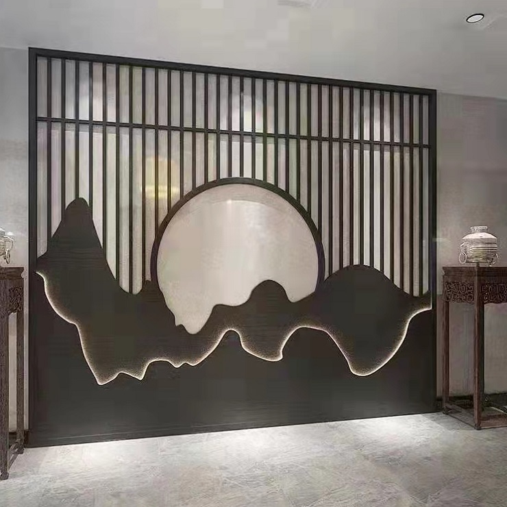 Stainless steel 3D wall decoration panel room divider with light