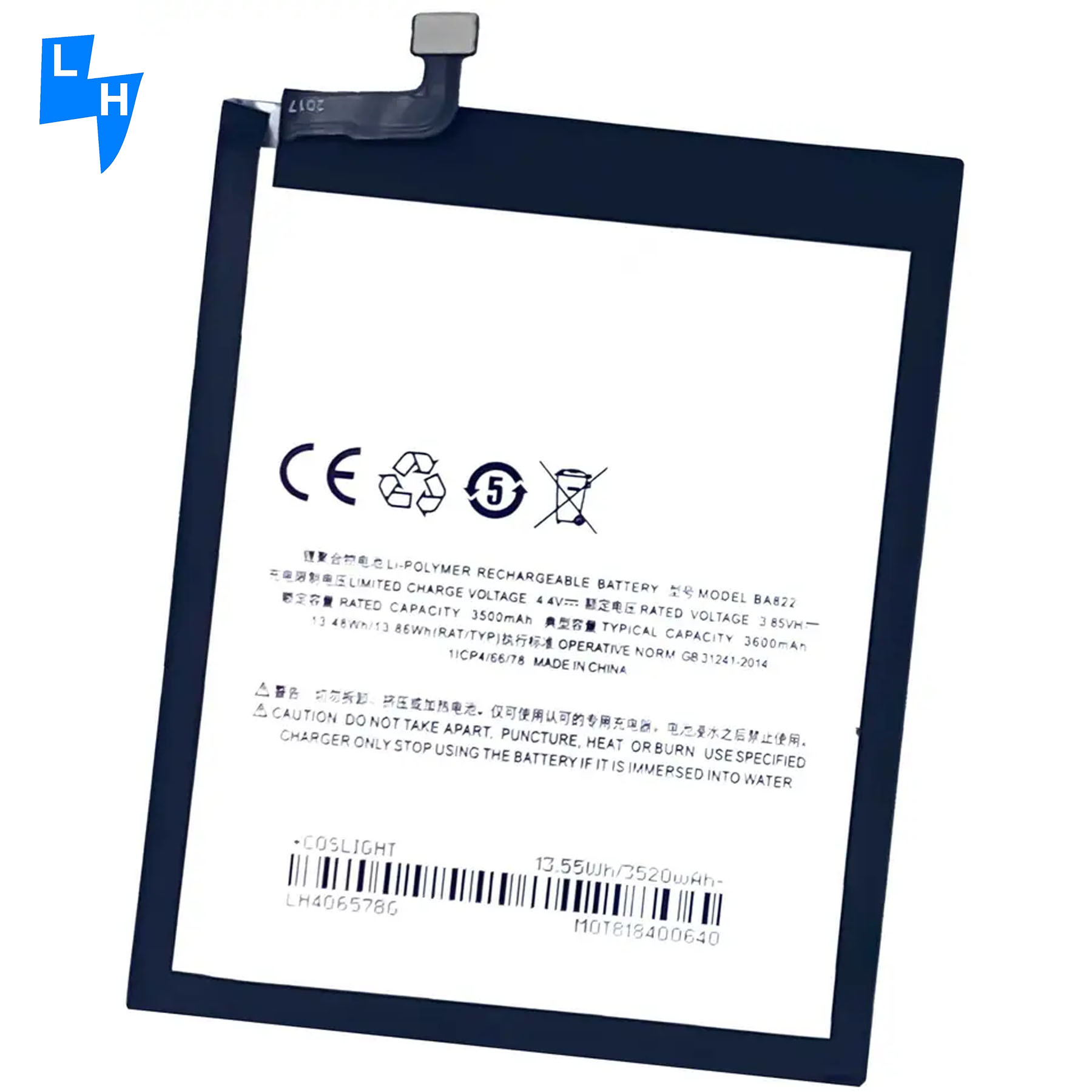 Stock BA822 4.4V 3500mAh Lithium Polymer Battery for Meizu NOTE 8 Replaceable Charging
