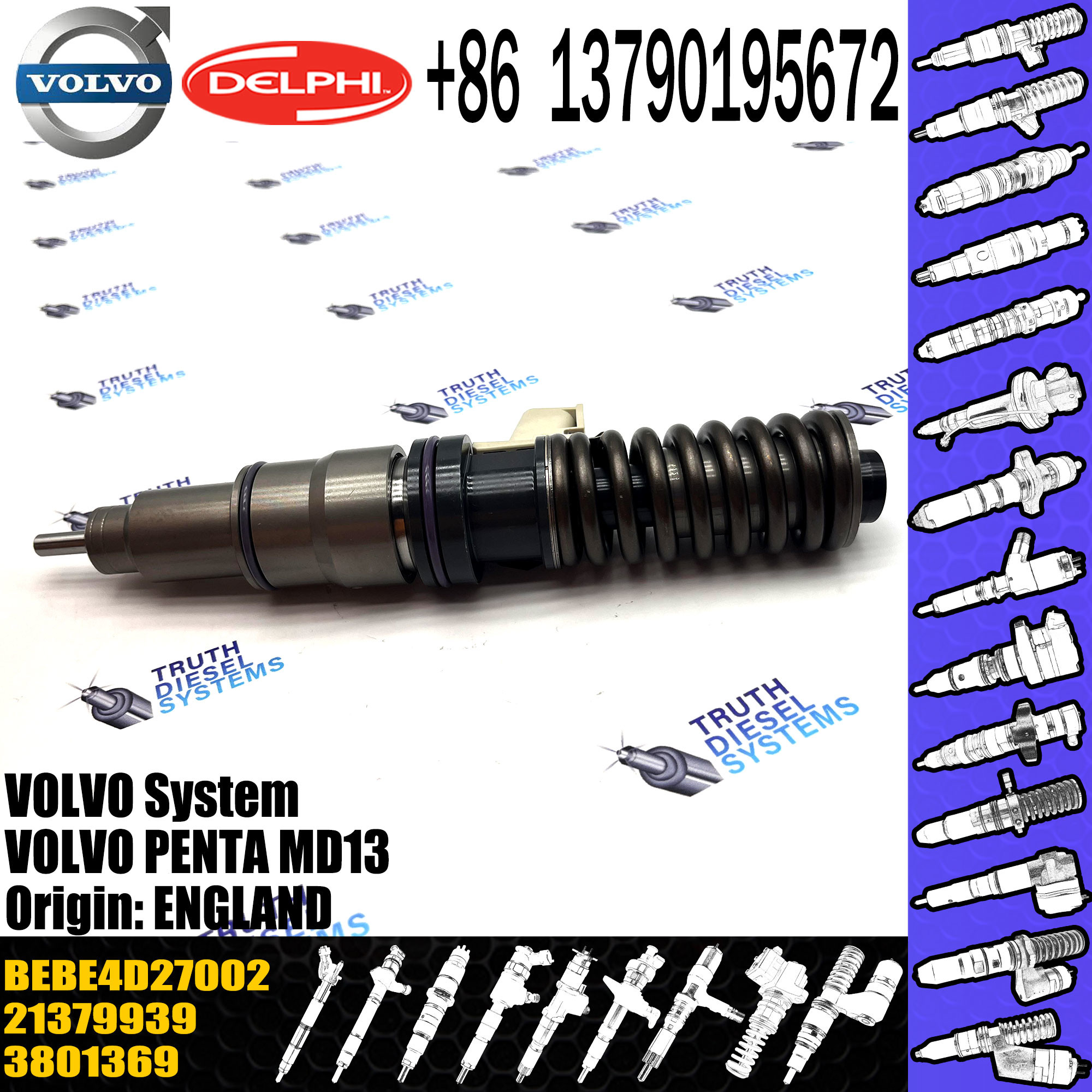 Direct Sale Diesel Fuel Injector 21379939 3801369 BEBE4D27002 For VOL PENTA MD13