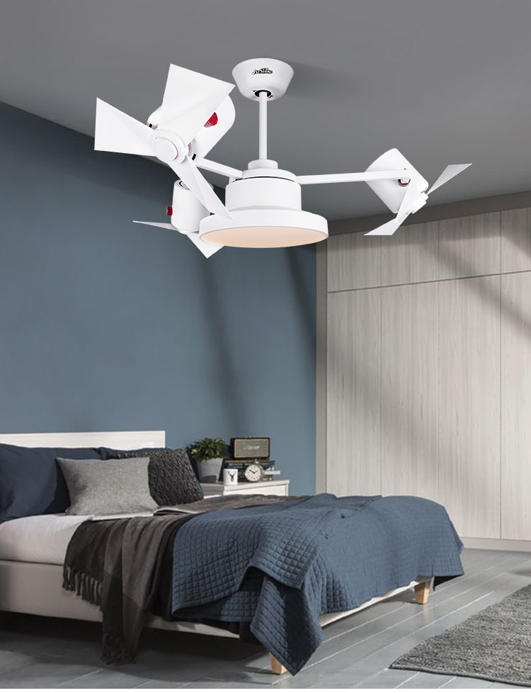 Modern Bedroom Decorative 44-inch LED Ceiling Fan with Remote Control and AC Motor