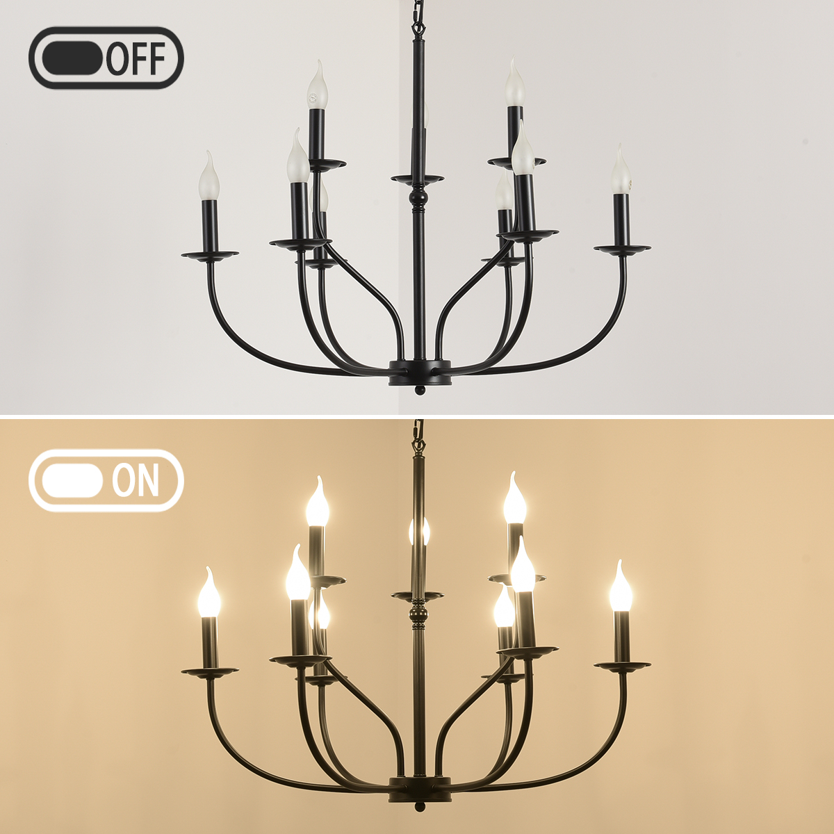 Black Classic Chandelier E14 Retro Vintage Chandelier(WH-CI-131)