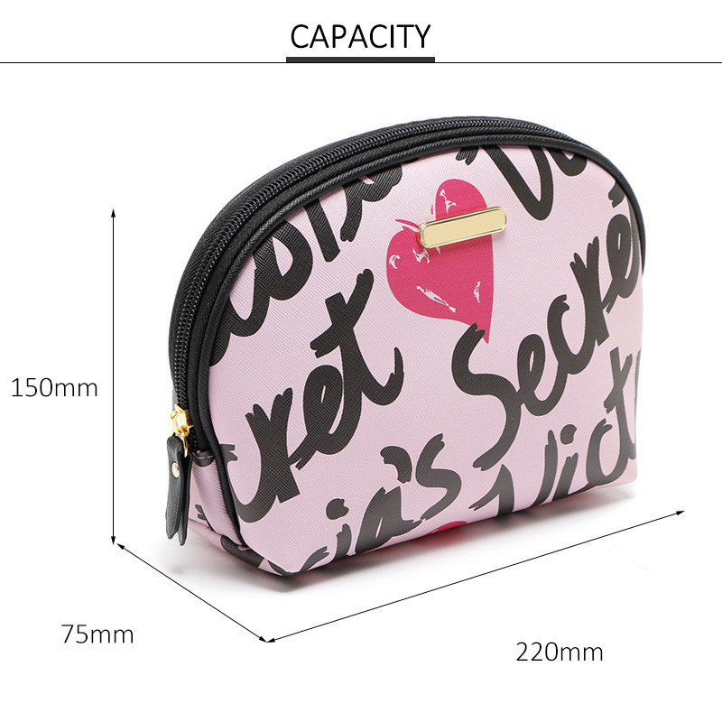 Custom Waterproof Travel Pink PU Leather Cosmetic Bags