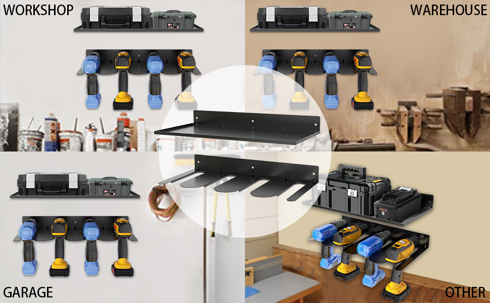 Electric Drill Tool Shelf Rack Plastic Type 4 Layers Power Tool Organizer Wall Mount