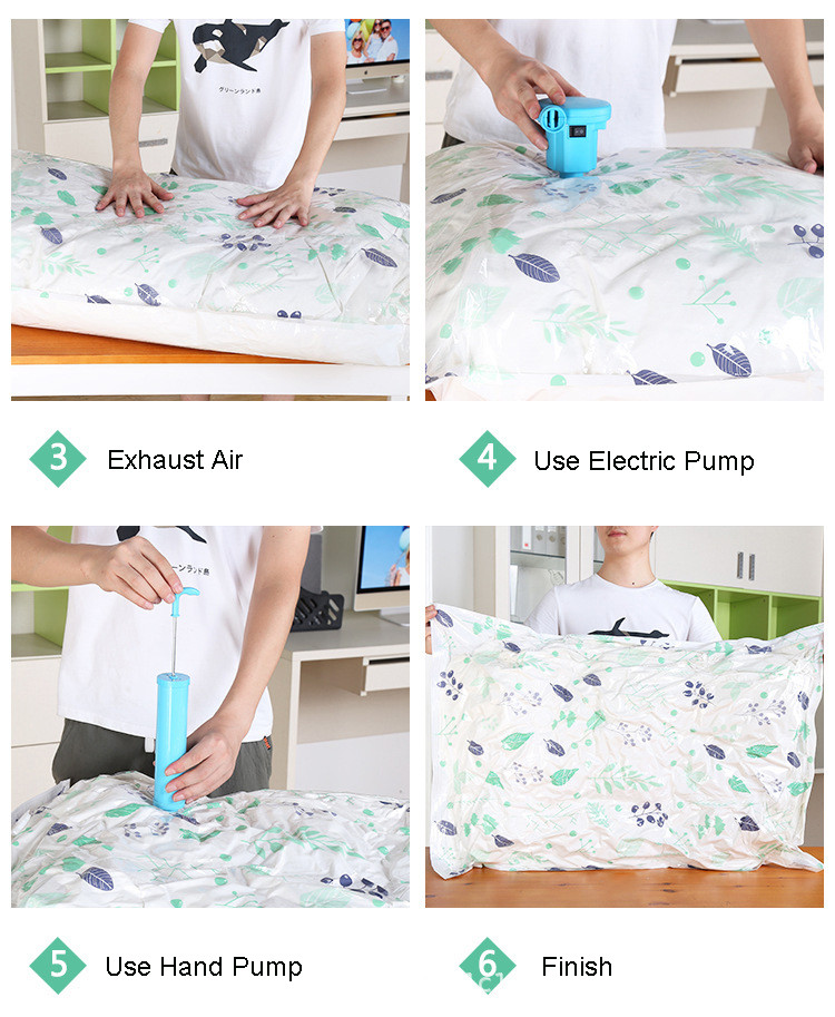 Pillow Packing Travel Space Saver Vacuum Compression Storage Bags With Electric Pump