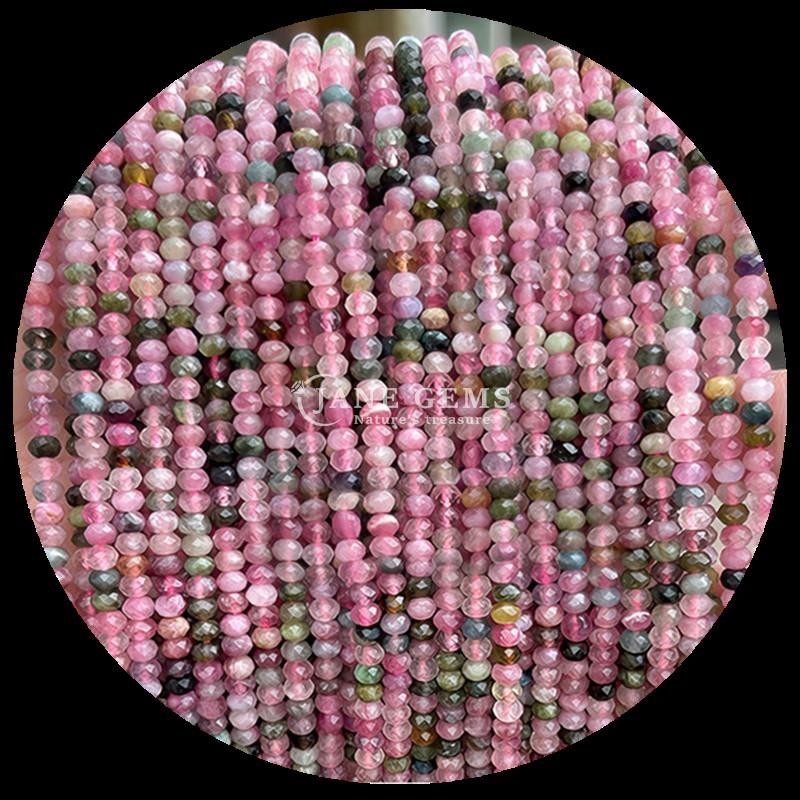 Tourmaline Garnet Natural Gemstone Bead Faceted Abacus Shape Loose Bead Strands for Healing Energy and DIY Jewelry Ma