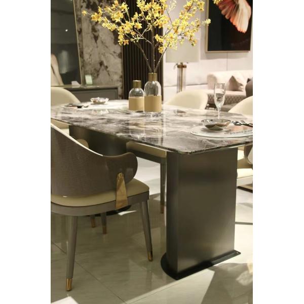 Italian Venetian Brown Marble Luxury Dining Table | Silver Gray Veins for Modern Interior