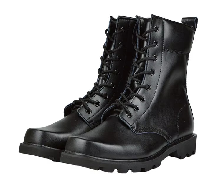 Genuine Leather Military Boots In Black And Durable Design