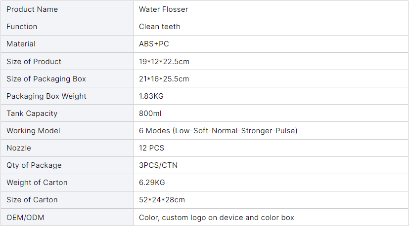 Family Use 800ml Countertop Waterproof Water Flosser Colorful Flossing Toothbrush Pressure Desktop Portable Toothbrush and Desktop Electric Flosser
