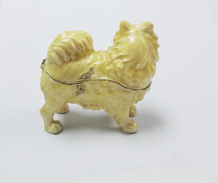 New product animal dog Metal Crystal Rhinestone Jewelry Box cheap trinket box