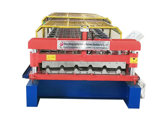 Trapezoidal Shape Roofing Sheet Roll Forming Machine Side Plate Thickness 16 MM