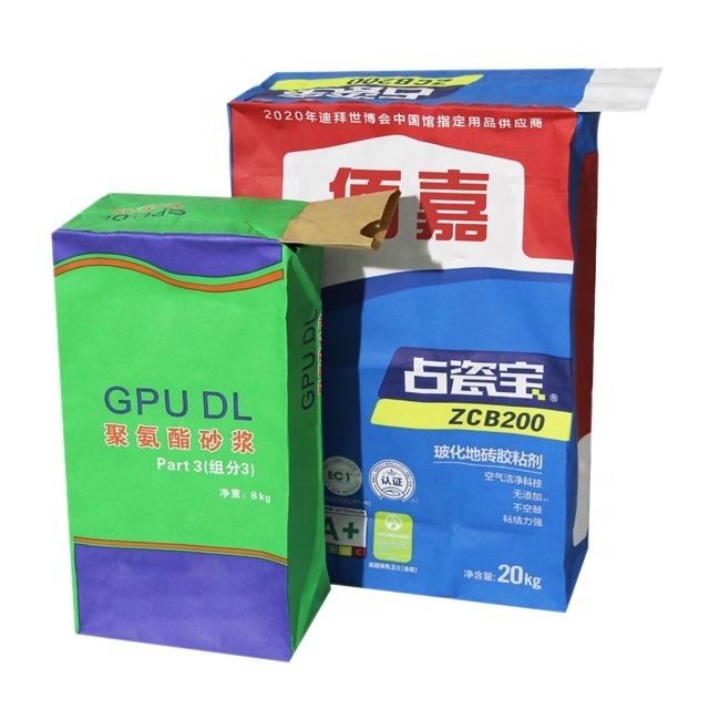 20kg 25kg Flexo Print Pasted Valve Multiwall Paper Bags Cement Packaging