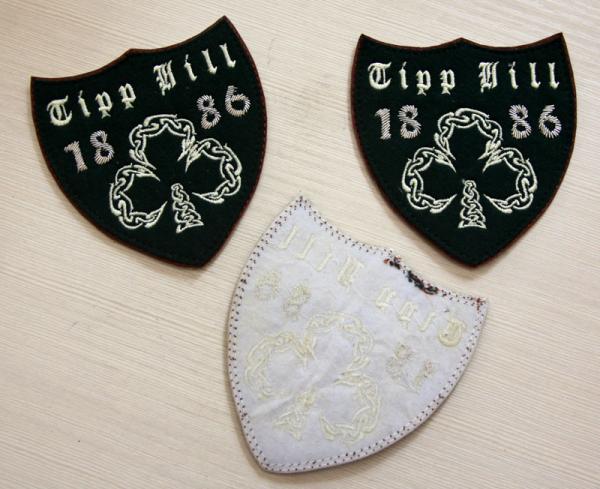 Buy Brown RPET Personalised Embroidered Badges Logo Shape Personized at wholesale prices