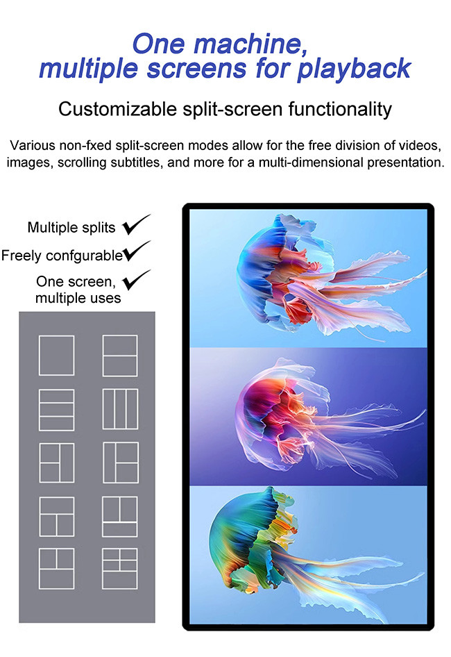 High Resolution Media Screen 43 Inch Wall Mount Digital Signage Advertising Player