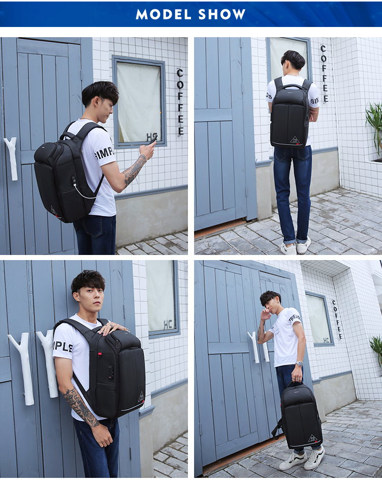 Air Cushion Belt Waterproof Men Business Backpack 20-35 Litre