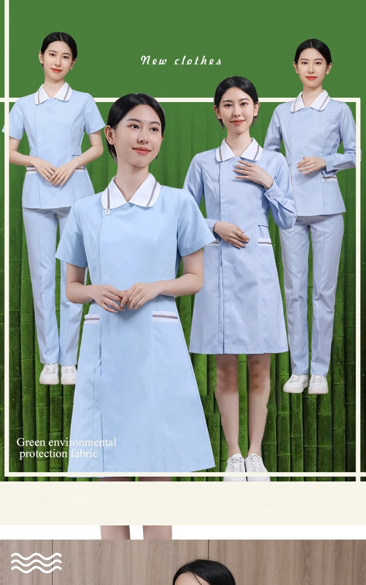 Nursing Medical Nurses Set Uniform Sets Scrub Jogger Suit Ciel Blue Floral for Hospital