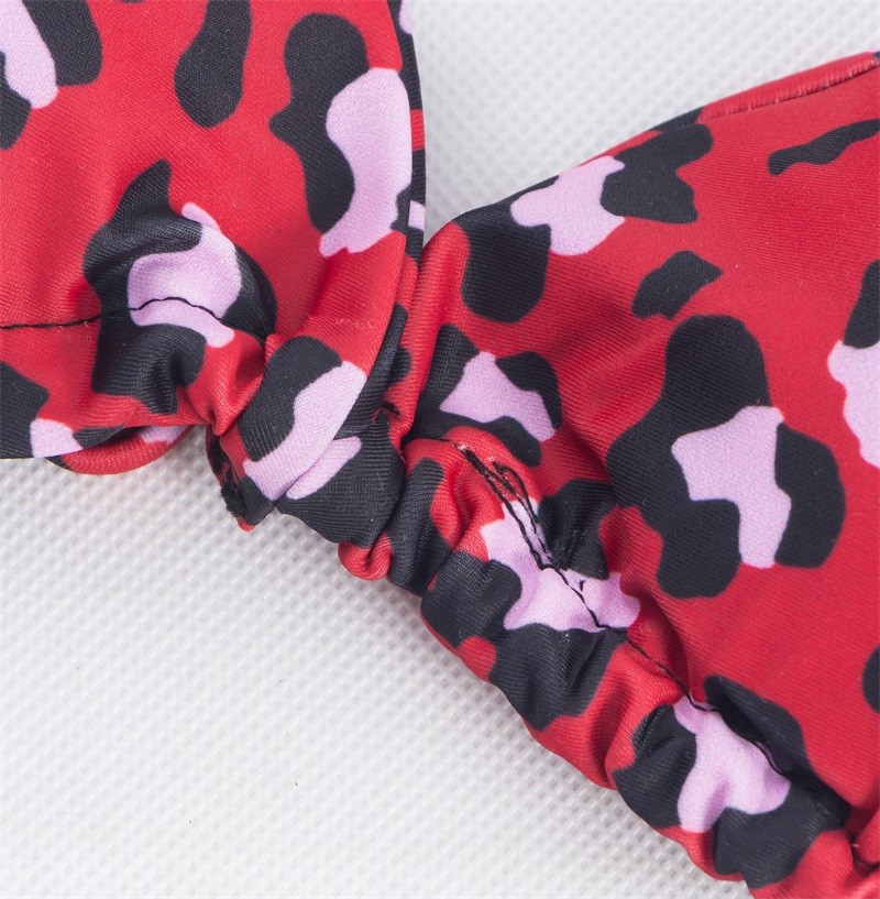 Wrap Halter Triangle Top With Leopard Print Low Waist Bathing Suit Bikini
