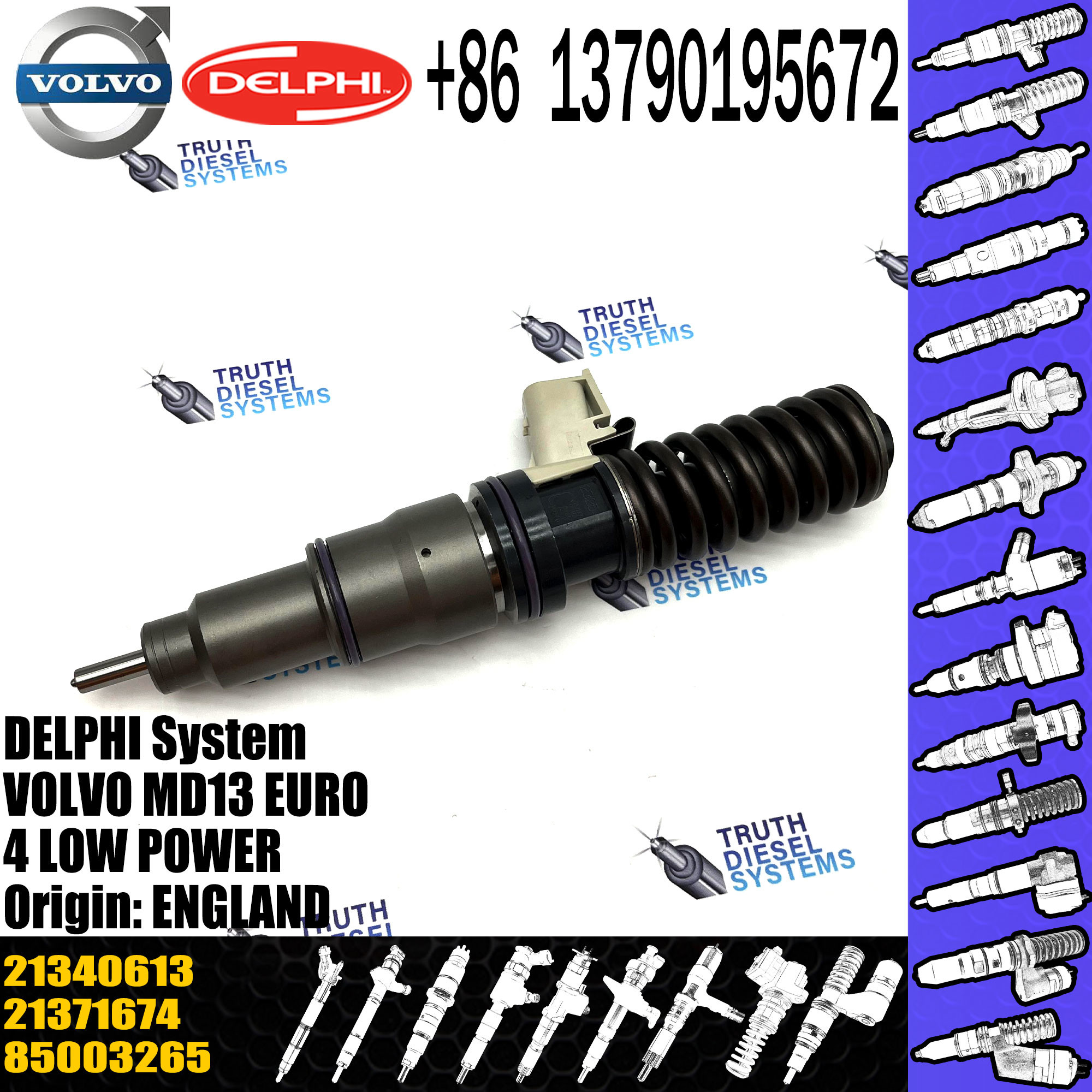 BEBE4D24003 High quality common rail diesel fuel injector 21340613 For VOL E3 EUI MD13