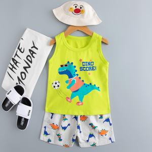 Quality Soft Cartoon Printed Nightwear / Cotton Vest And Shorts Pyjama Set For 110cm Height for sale
