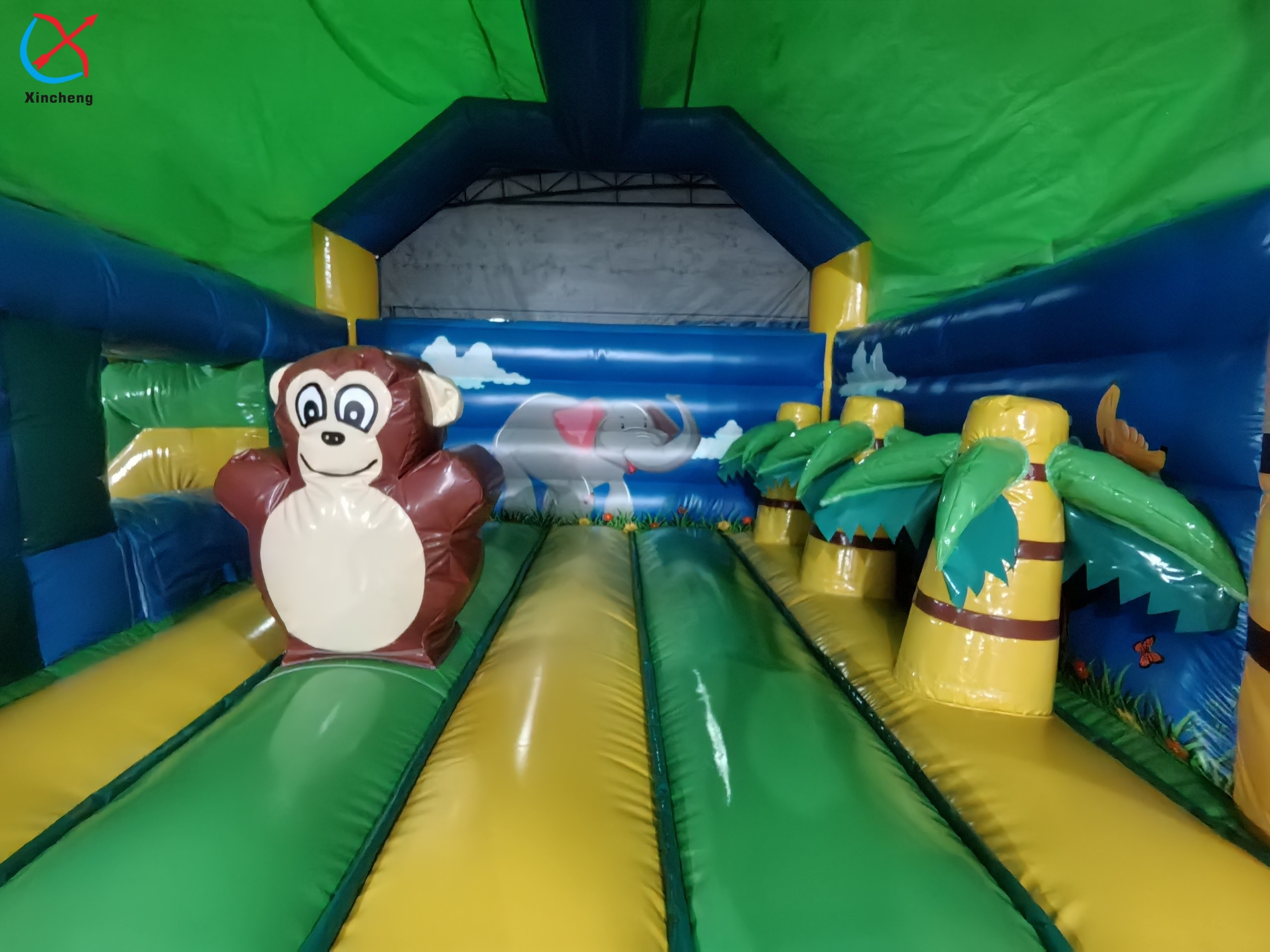 Customized Inflatable Bouncer With Slide Combo Jungle Monkey Inflatable Castle