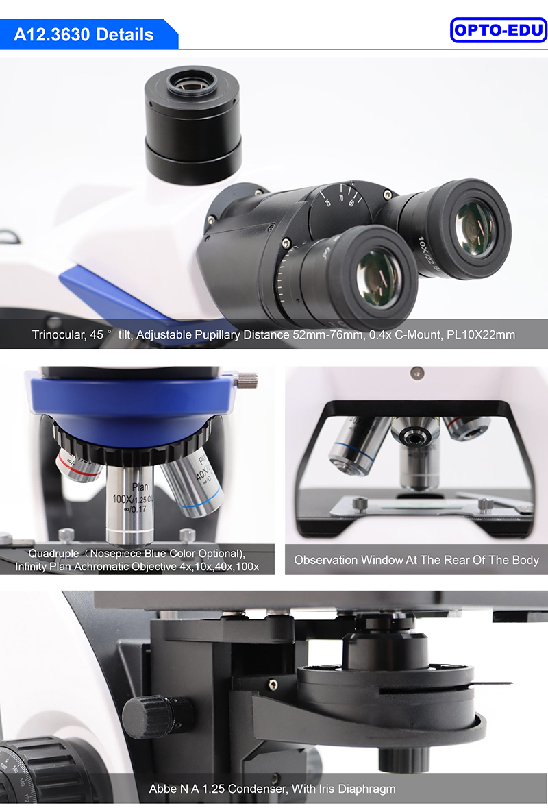 OPTO-EDU A12.3630 1000x Trinocular Biological Microscope