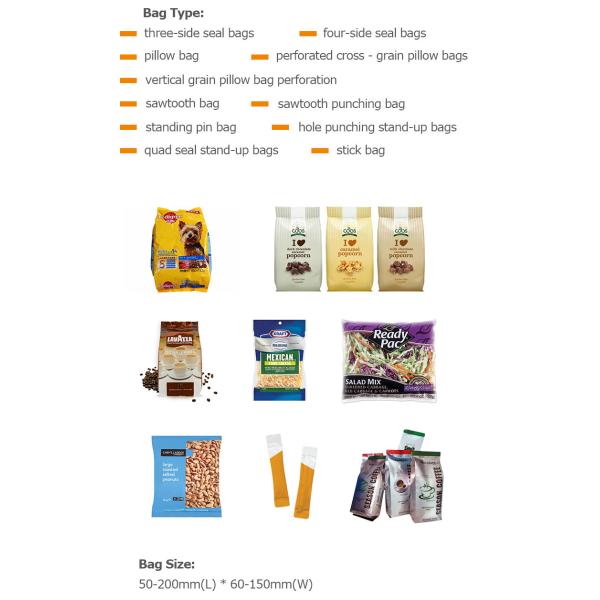 Automatic Pillow Bag Packing Machine Dried Beef Cubes Red Pepper Seeds Quad Seal Bag Packing Machine
