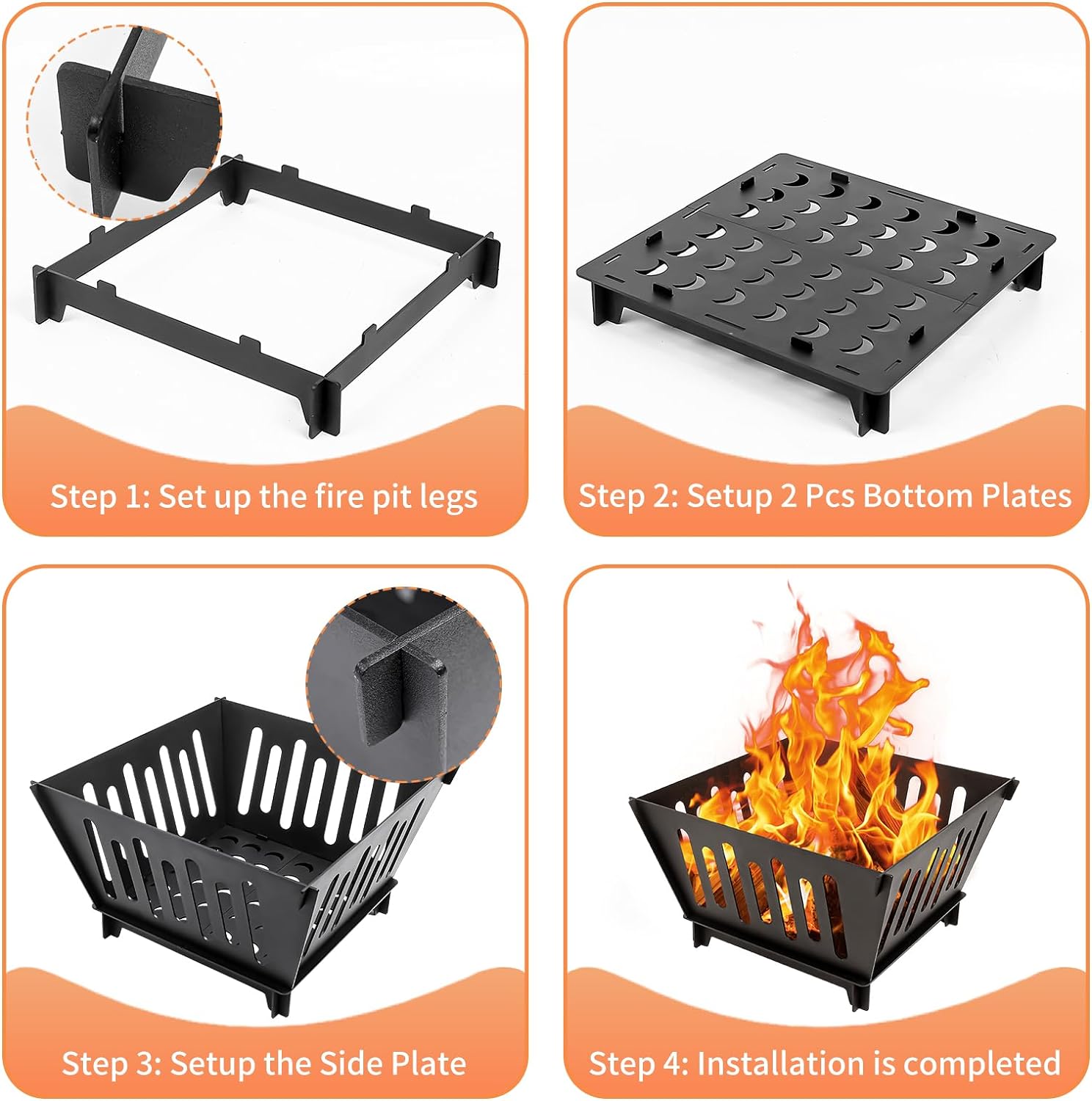 Outdoor Portable Iron Fire Pit Log Stove with Dacromet Electrophoretic Paint Coating
